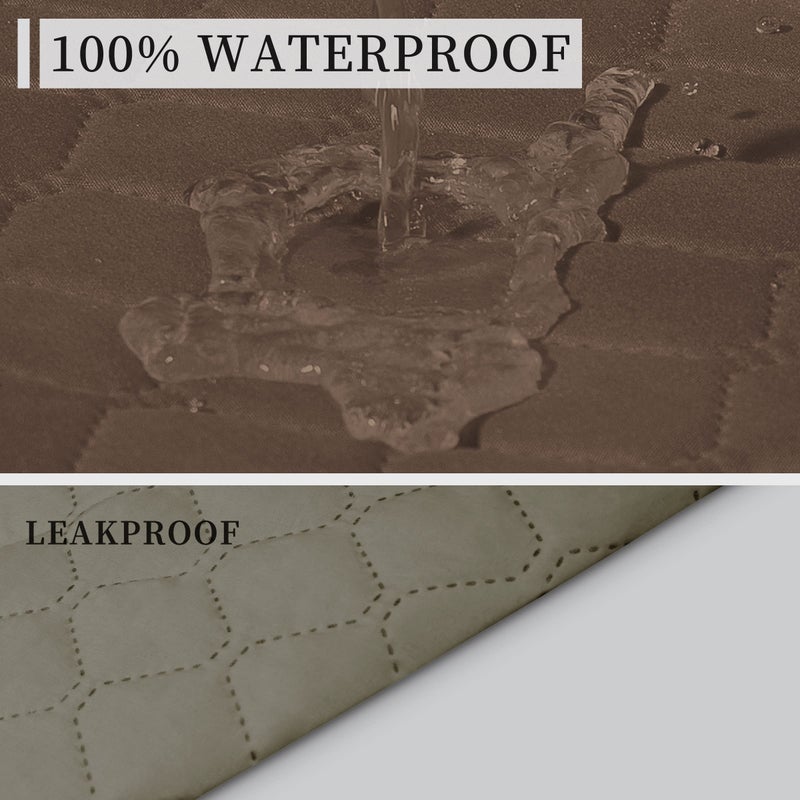 ISSUNTEX Double Protection 100% Waterproof Loveseat Sofa Covers for Living Room  Couch Covers for 2 Cushion Couch Sofa  Reversible Furniture Protector Sofa Cover for Dogs (Loveseat  Brown/Beige) - Image 3